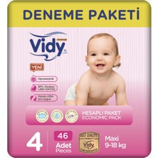 Vidy Bebek Bezi 4 Numara Ma x i Premium 46 Adet Jumbo 9-18 kg