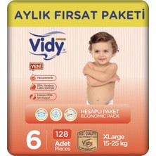 Vidy Bebek Bezi 6 Numara  x -Large Premium 128 Adet 32 x 4 Paket 15-25 kg