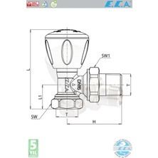 E.C.A Eca 1/2 Köşe Radyatör Valfi 2 Adet Rv3 Petek Havlupan Vanası  602120641