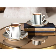 Madame Coco Evorde Mila 6 Kişilik Kahve Fincanı Seti - Siyah/beyaz