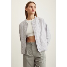 Never More  Bomber Kapitone Ceket Gri