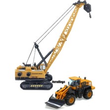 Berat Toys Berattoys Oyuncak Iş Makinaları Dozer ve Vinç Inşaat Set Ikili Vinç ve Dozer