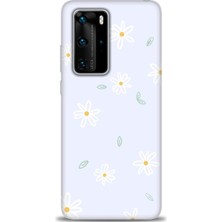 gmotp Huawei P40 Pro Kılıf Hd Baskılı - Beyaz Papatyalar