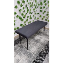 Özcan Mobilya Aksesuar Siyah Metal Ayaklı Metal Kasalı Bench Mutfak Salon Antre Yatak Odası Balkon Puf Bank
