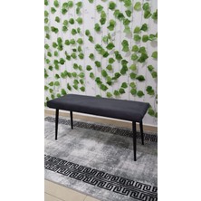 Özcan Mobilya Aksesuar Siyah Metal Ayaklı Metal Kasalı Bench Mutfak Salon Antre Yatak Odası Balkon Puf Bank