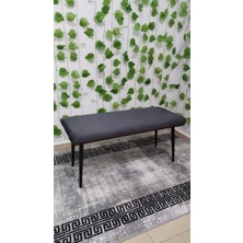 Özcan Mobilya Aksesuar Siyah Metal Ayaklı Metal Kasalı Bench Mutfak Salon Antre Yatak Odası Balkon Puf Bank