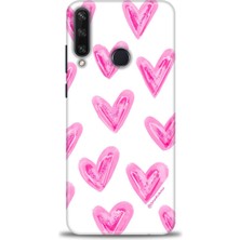gmotp Huawei Y6P Kılıf Hd Baskılı - Pembe Kalpler