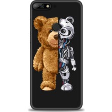 gmotp Huawei Y7 2018 Kılıf Hd Baskılı - Ayı ve Iskeleti