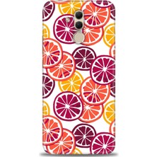 gmotp Huawei Mate 20 Lite Kılıf Hd Baskılı - Bordo Limon Dilimleri