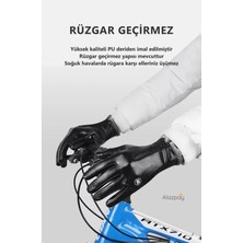 Alazpay Pu Deri Rüzgar Geçirmez & Avuç Içi Kaymaz Outdoor Kayak Yürüyüş Termal Kışlık Eldiven