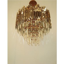 ÖZÇELİKLER Lüks Premium Beta Roze Şeffaf Kristal 60 Lık Daire Salon Avize