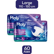 Moly Tekstil Yüzeyli Large Büyük Boy Belbantlı Hasta Bezi 30'lu x 2 Paket