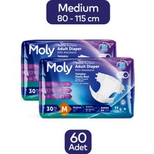 Moly Tekstil Yüzeyli Medium Orta Boy Belbantlı Hasta Bezi 30'lu x 2 Paket