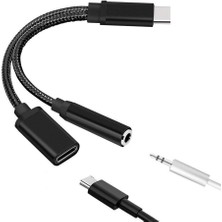 Talent Type C - 3.5mm Şarj Ses Adaptörü 2'si 1 Arada USB C Splitter Kulaklık Aux Ses Kablosu Akıllı Telefon Splitter Için (Yurt Dışından)