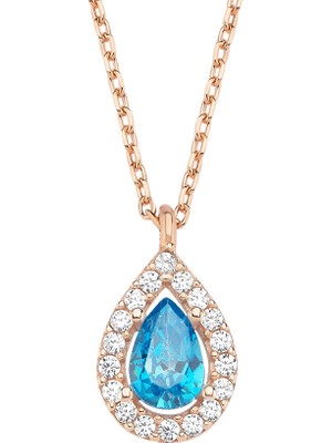 Altın Sepeti Rose Gümüş Aqua Damla Anturaj Kolye