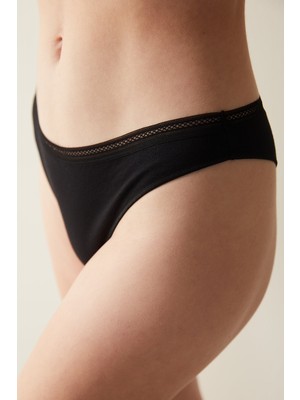 Penti Easy Cotton Trim Siyah Brazilian Külot