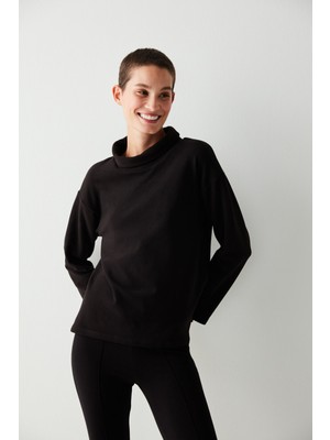 Penti Siyah Yumuşak Dokulu Basic Sweatshirt