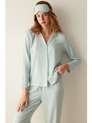 Penti Base Josie Striped Mint Yeşili Gömlek Pantolon Pijama Takımı