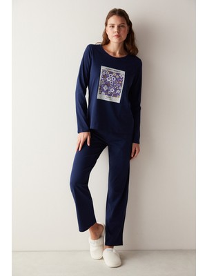 Base Love Pantolon Lacivert Pijama Takımı