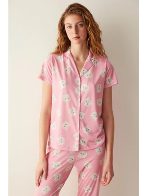 Penti Cute Cats Pembe Gömlek Pantolon Pijama Takımı