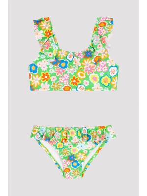 Penti Kız Çocuk Çiçek Desenli Halter Bikini Takımı