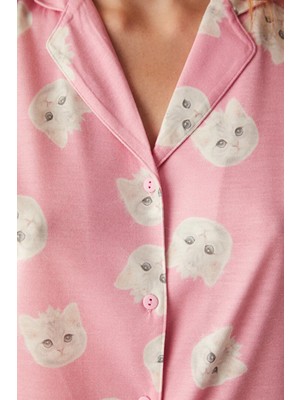 Penti Cute Cats Pembe Gömlek Pantolon Pijama Takımı