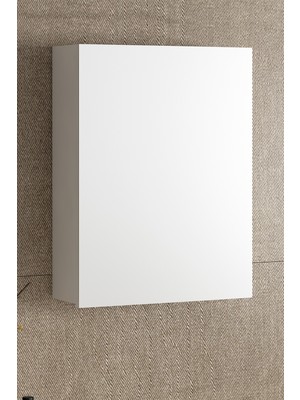 Özceden Yıldız 45 cm Beyaz Mdf Aynalı Asma Banyo Üst Dolabı