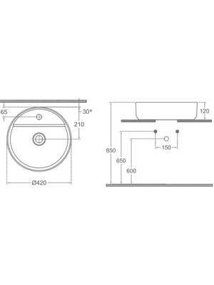 Isvea Infinity Tezgah Üstü Lavabo 42 cm