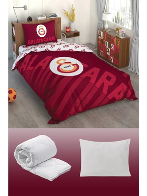 Taç Galatasaray Kırmızı Lisanslı Tek Kişilik Uyku Seti Pamuk 160 x 220 cm Desenli