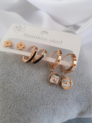 Vanessa Jewelry Accessories Çoklu 6'lı Gold Çelik Küpe