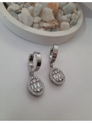 Vanessa Jewelry Accessories Zirkon Taş Detay Baget Çelik Küpe