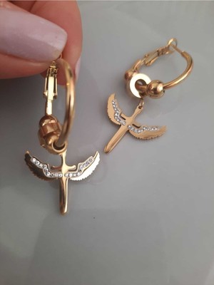 Vanessa Jewelry Accessories Melek Kanat Detay Çelik Küpe