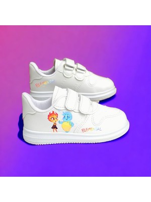 Amazoon Desing SAteş Baskılı Beyaz Çocuk Spor Ayakkabı Sneaker