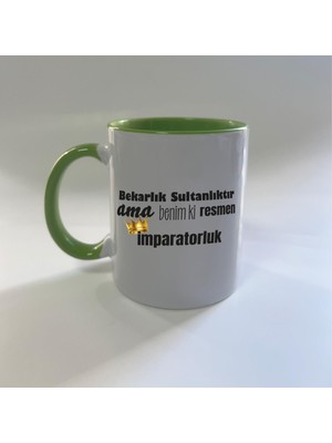 Mor Mürekkep Bekarlık Sultanlıktır Ama Baskılı Yeşil Mega Kupa