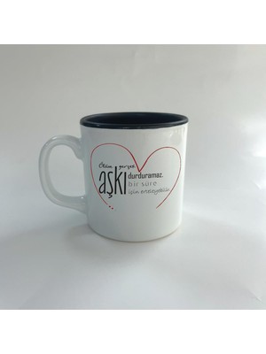 Mor Mürekkep Ölüm Gerçek Aşkı Durduramaz Baskılı Siyah Multi Kupa