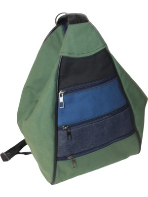 Mebes Denim Kumaş Kadın Sırt ve Omuz Çantası Yeşil-Mavi-Lacivert.Saka Model ÇNTKOTSAKAYEŞIL-A006O