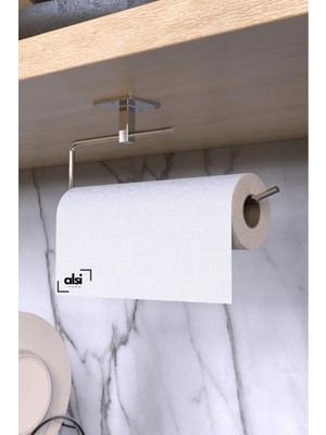 Alsi Home Rulo Kağıt Havluluk Wc Tuvalet Kağıtlık Yuvarlak Havluluk Yapışkanlı Gümüş  3'lü Mutfak Banyo Askı Set