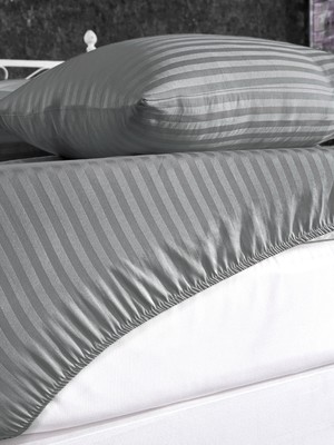 Alena Home Pamuklu 180X200 Çift Kişilik Çizgili Lastikli Çarşaf Seti