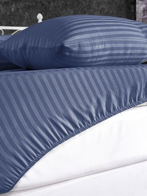 Alena Home Pamuk Saten 100X200 Tek Kişilik Çizgili Lastikli Çarşaf Seti