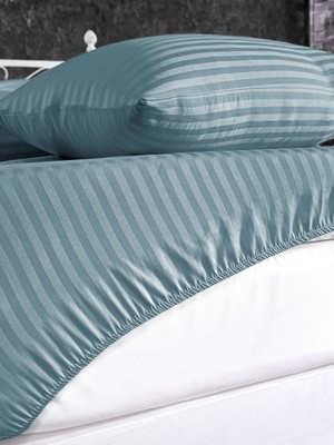 Alena Home Pamuklu 100X200 Tek Kişilik Çizgili Lastikli Çarşaf Seti