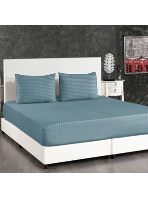 Alena Home Pamuklu 100X200 Tek Kişilik Çizgili Lastikli Çarşaf Seti