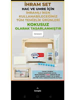 Derman Kokusuz Ihram Seti Kokusuz Islak Mendil Kokusuz Pişik Kremi Kokusuz Sabun Kokusuz Ihram Şampuanı