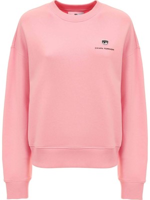 Chiara Ferragni Bisiklet Yaka Düz Lila Kadın Sweatshirt 75CBIT01