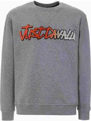 Just Cavalli Bisiklet Yaka Gri Erkek Sweatshirt 75OAI3R2