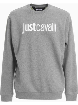 Just Cavalli Bisiklet Yaka Gri Melanj Erkek Sweatshirt 75OAIT00