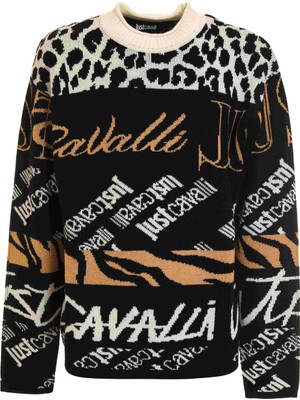 Just Cavalli Bisiklet Yaka Slim Fit Siyah Erkek Kazak 75OAFM08