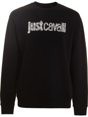 Just Cavalli Bisiklet Yaka Siyah Erkek Sweatshırt 75OAIG05