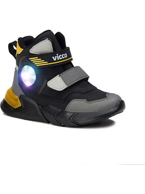 Vicco 946.21K.206-07 Sumo Cırtlı Işıklı Kız/erkek Çocuk Bot Ayakkabı Siyah - Siyah