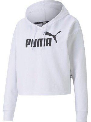 Puma Kadın Beyaz Kapüşonlu Cropped Sweatshirt 2023 Sezonsuz Rahat ve Şık Tasarım