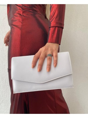 Sh Poly1 Saten Gümüş Abiye Çanta Clutch Portföy Askılı Omuz ve El Çantası 2023